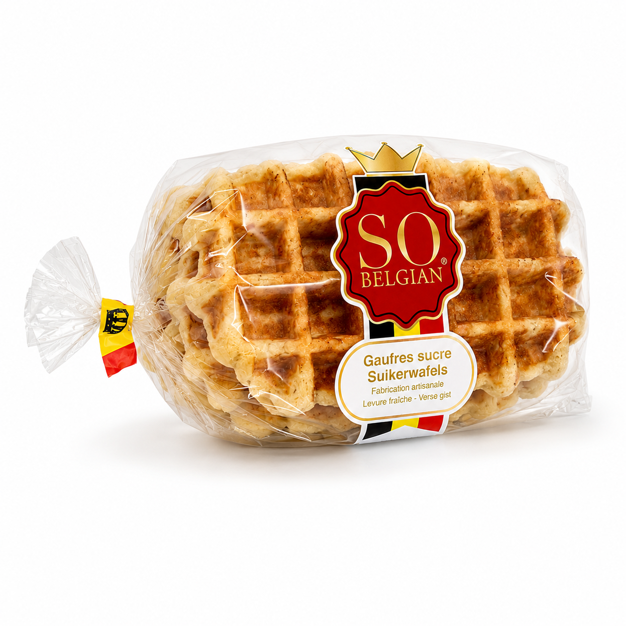 Paquet de gaufres sucre So Belgian sur fond clair